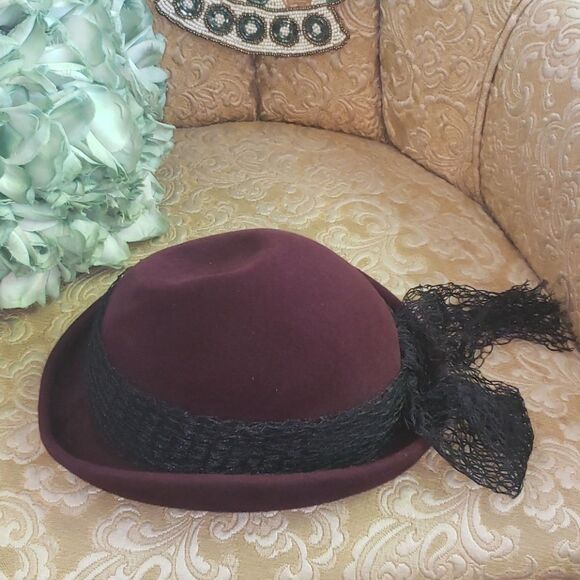 VNTG Betmar New York Maroon & Black Felt Hat - Picture 5 of 7